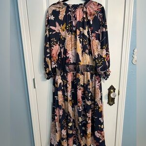 Blue floral midi dress